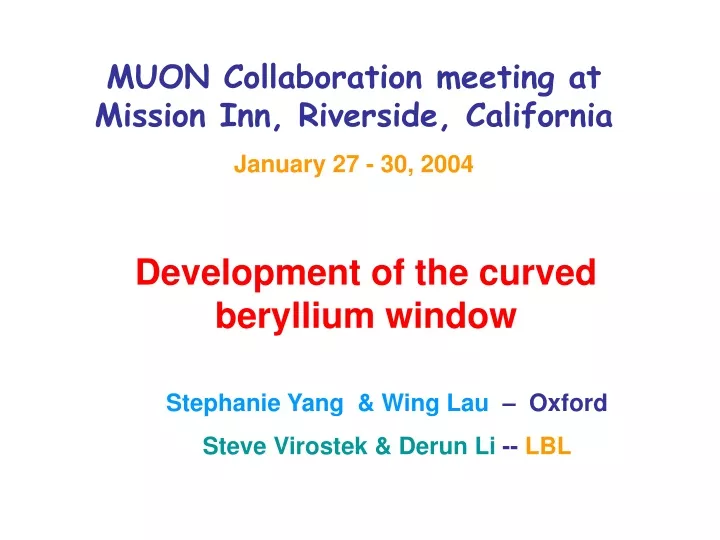 muon collaboration meeting at mission