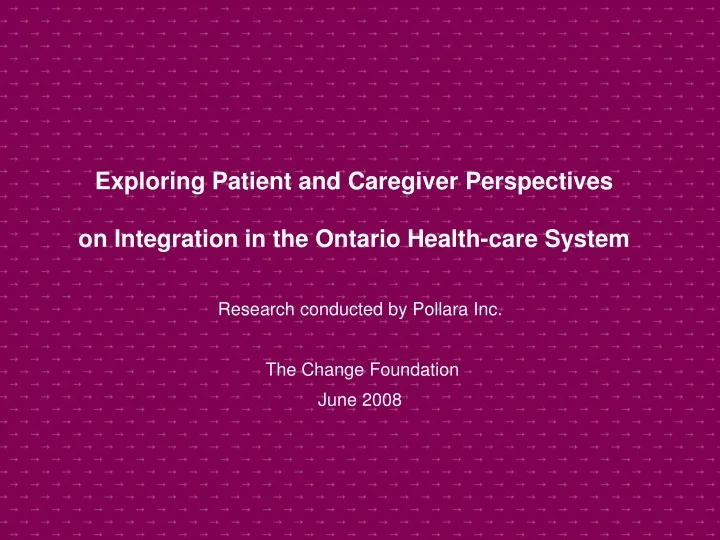 exploring patient and caregiver perspectives