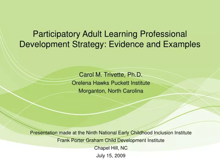 participatory adult learning professional