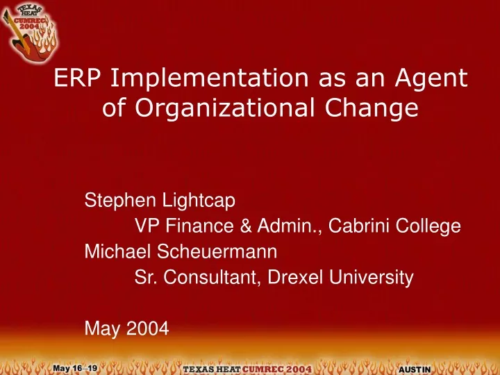 erp implementation as an agent of organizational change