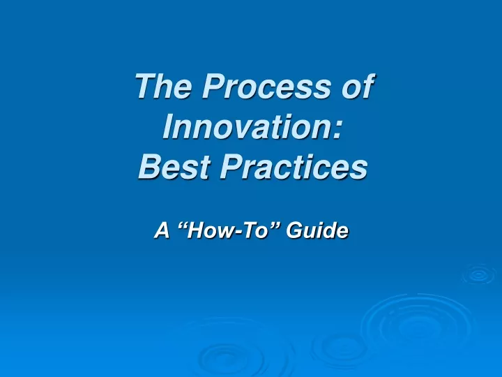 the process of innovation best practices