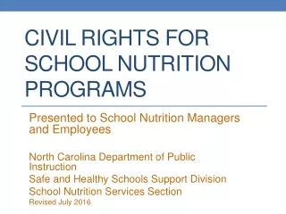 Civil Rights for School Nutrition Programs