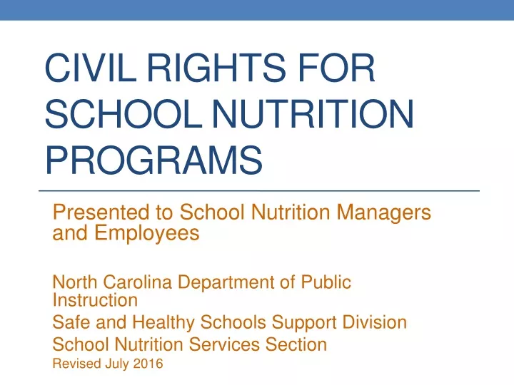 civil rights for school nutrition programs