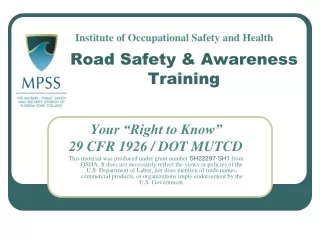 Road Safety &amp; Awareness  Training