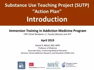 Substance Use Teaching Project (SUTP)  “Action Plan” Introduction