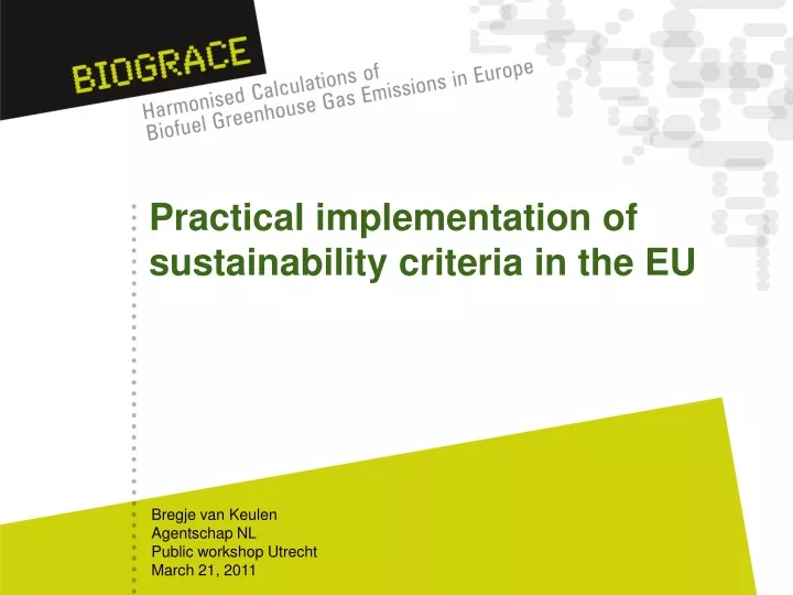 practical implementation of sustainability criteria in the eu