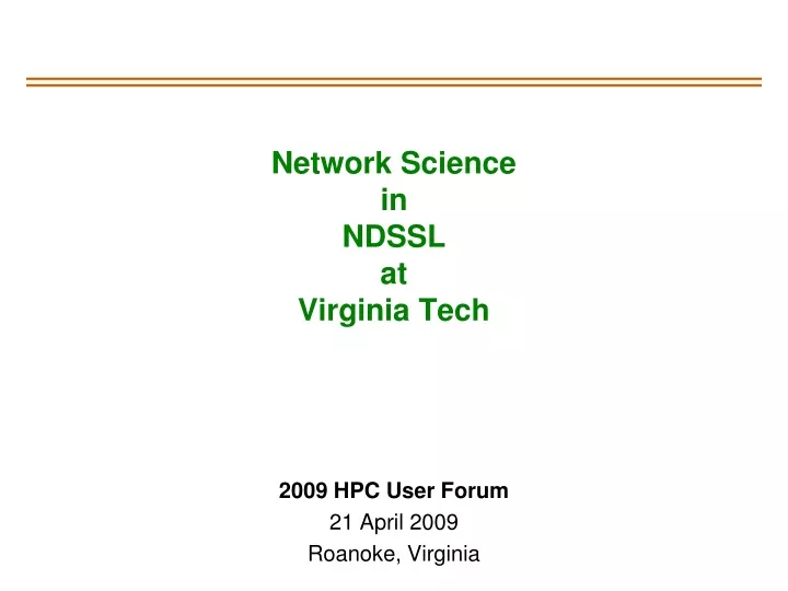 network science in ndssl at virginia tech