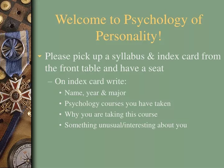 welcome to psychology of personality