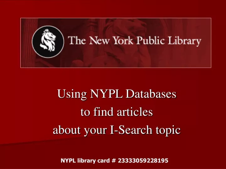 using nypl databases to find articles about your i search topic