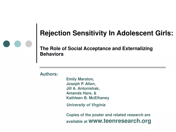 rejection sensitivity in adolescent girls