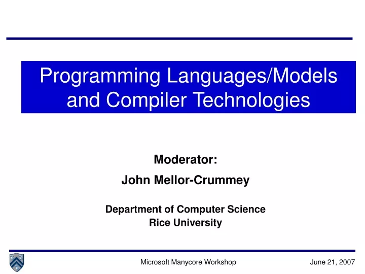 programming languages models and compiler