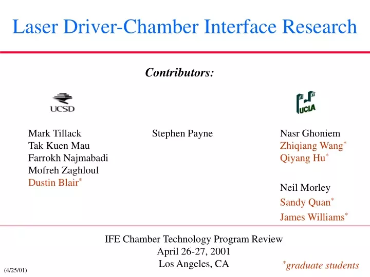 laser driver chamber interface research