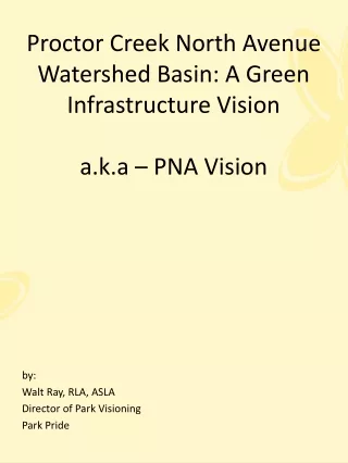 Proctor Creek North Avenue Watershed Basin: A Green Infrastructure Vision a.k.a  – PNA Vision