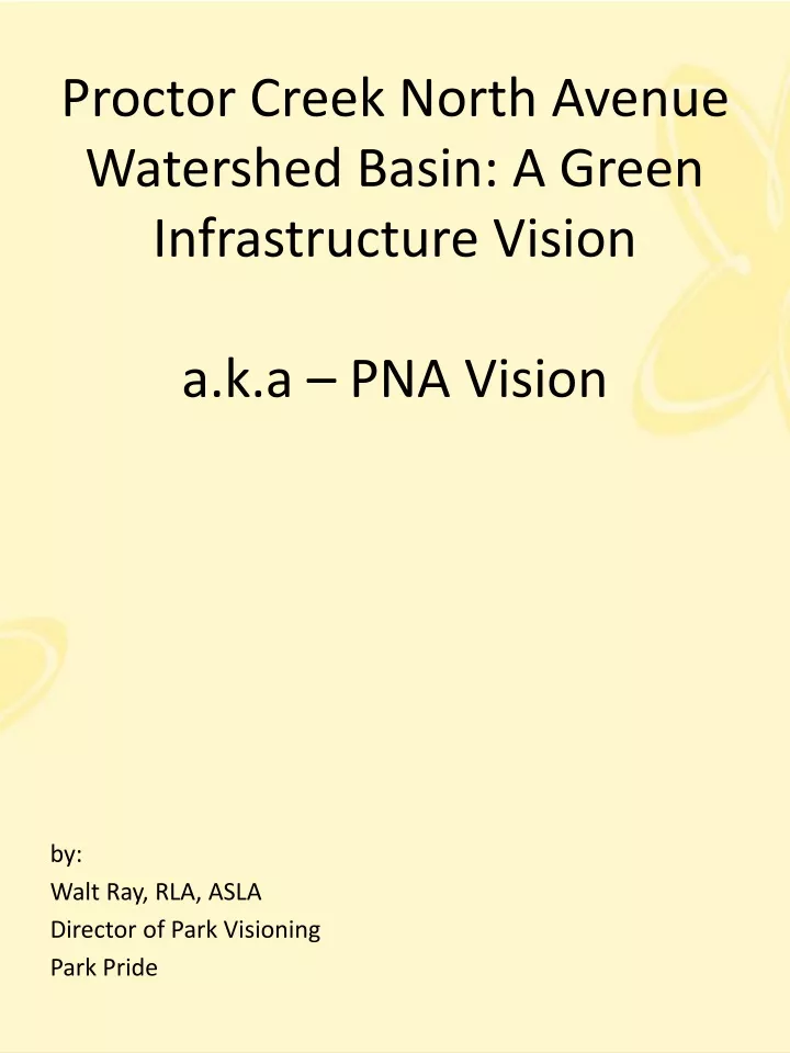proctor creek north avenue watershed basin a green infrastructure vision a k a pna vision