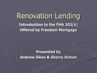 Renovation Lending