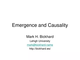 Emergence and Causality