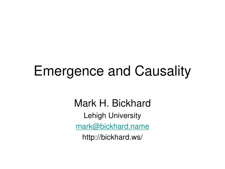 emergence and causality