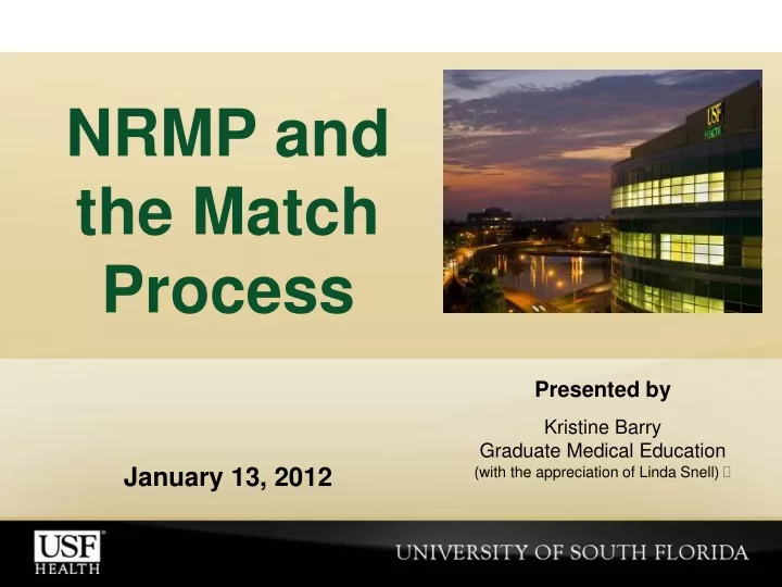 nrmp and the match process january 13 2012
