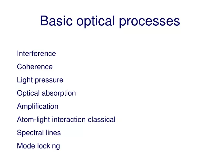 basic optical processes