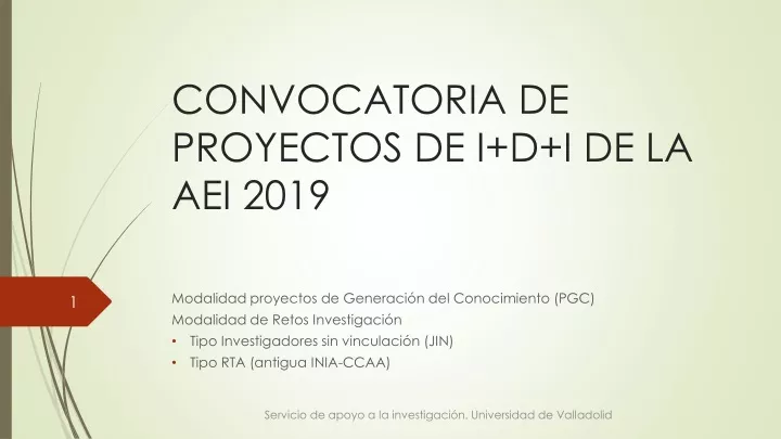 convocatoria de proyectos de i d i de la aei 2019