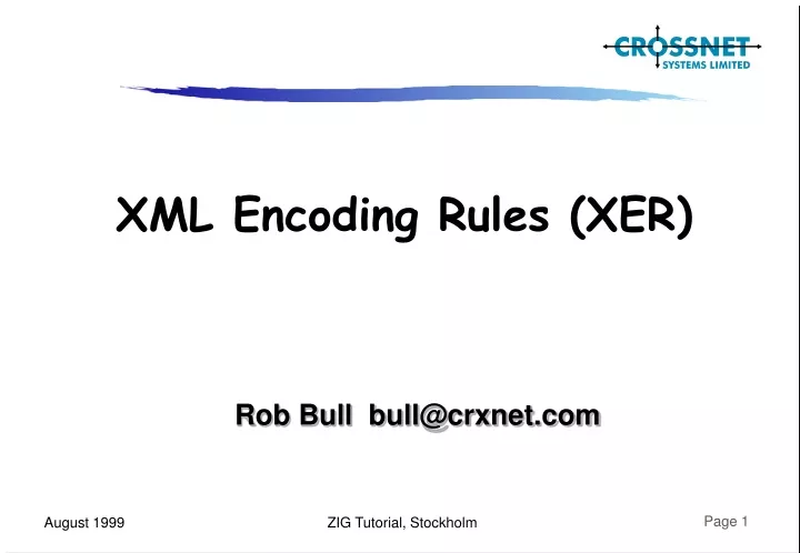 xml encoding rules xer