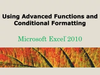 Using Advanced Functions and Conditional Formatting