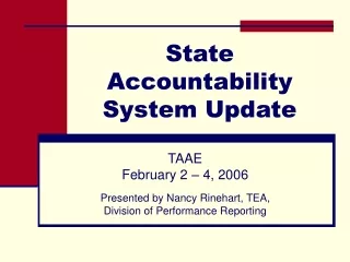 State Accountability System Update