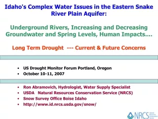 US Drought Monitor Forum Portland, Oregon October 10-11, 2007