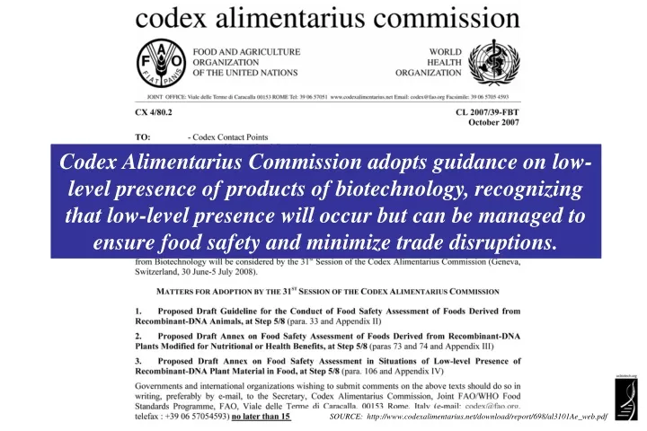 codex alimentarius commission adopts guidance