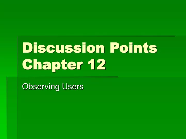 discussion points chapter 12