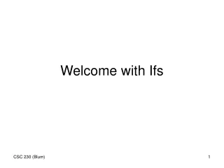 Welcome with Ifs