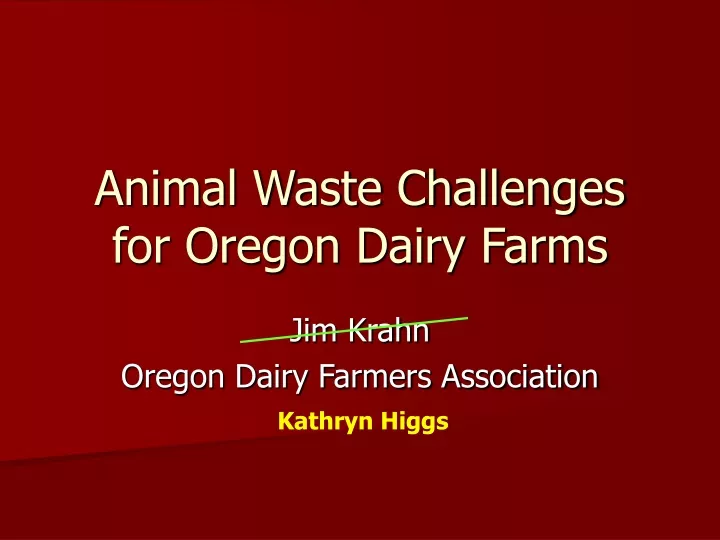animal waste challenges for oregon dairy farms