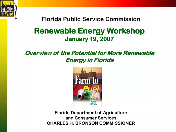 florida department of agriculture and consumer services charles h bronson commissioner