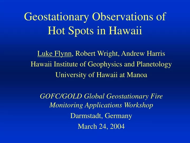 geostationary observations of hot spots in hawaii