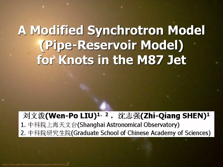 a modified synchrotron model pipe reservoir model for knots in the m87 jet