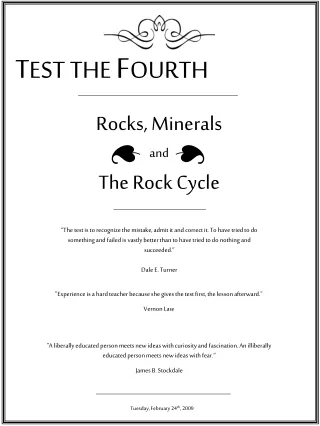 Rocks, Minerals and The Rock Cycle