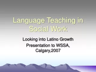 Language Teaching in Social Work