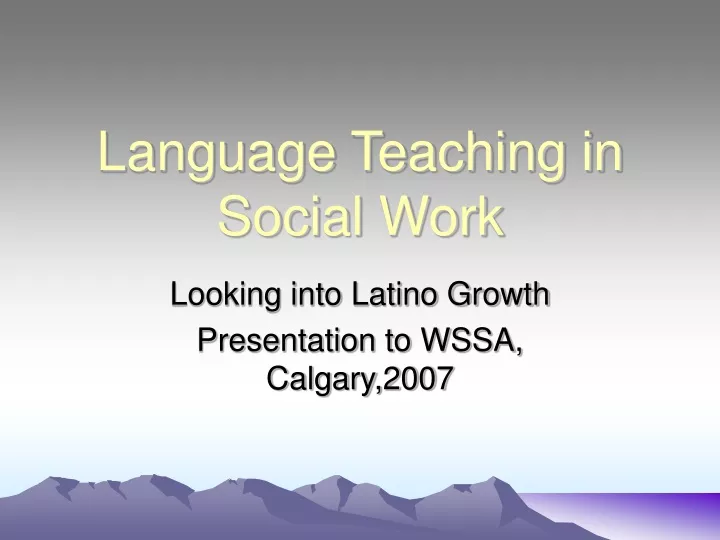 language teaching in social work