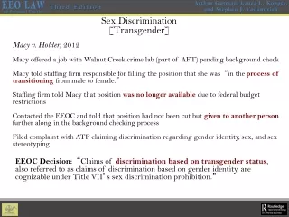 Sex Discrimination [Transgender]