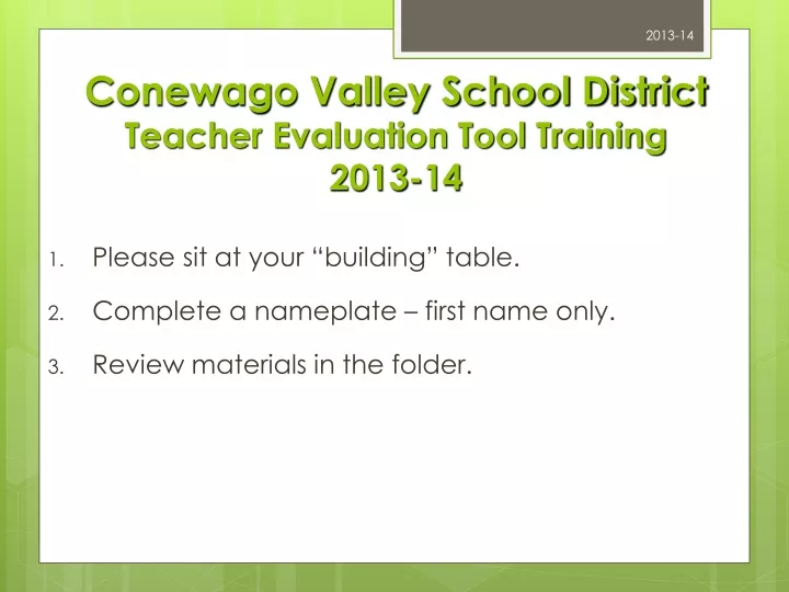 conewago valley school district teacher evaluation tool training 2013 14