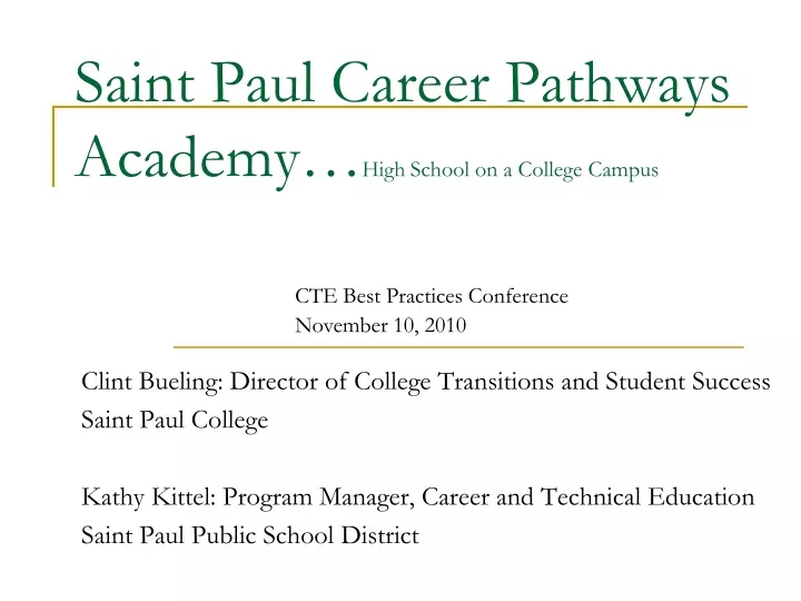 saint paul career pathways academy high school on a college campus