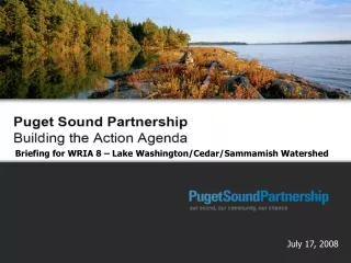 Briefing for WRIA 8 – Lake Washington/Cedar/Sammamish Watershed