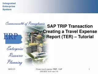 SAP TRIP Transaction Creating a Travel Expense Report (TER) – Tutorial