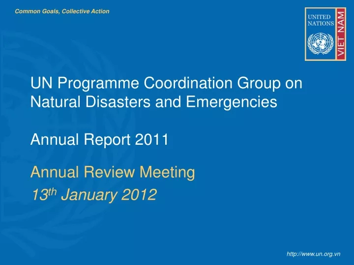un programme coordination group on natural disasters and emergencies annual report 2011