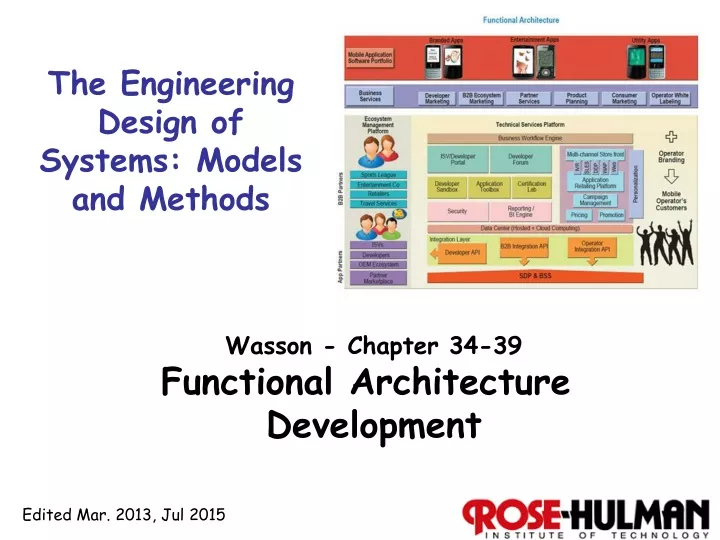 the engineering design of systems models and methods