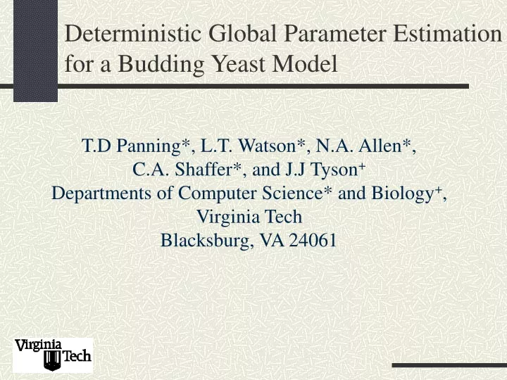 deterministic global parameter estimation for a budding yeast model