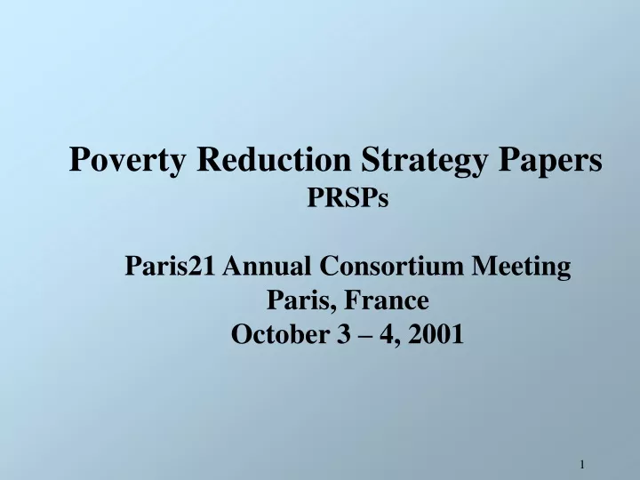 poverty reduction strategy papers prsps paris21