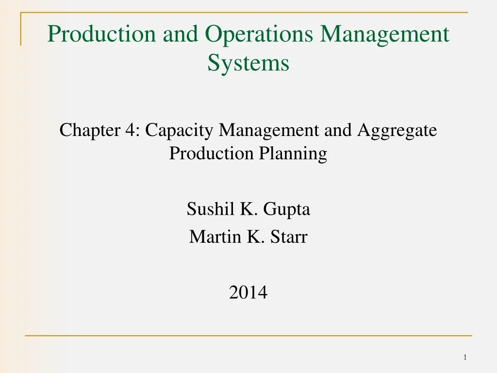PPT - Production and Operations Management Systems PowerPoint ...