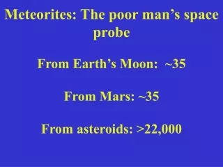 Meteorites: The poor man’s space probe
