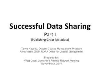 Successful Data Sharing Part I (Publishing Great Metadata)